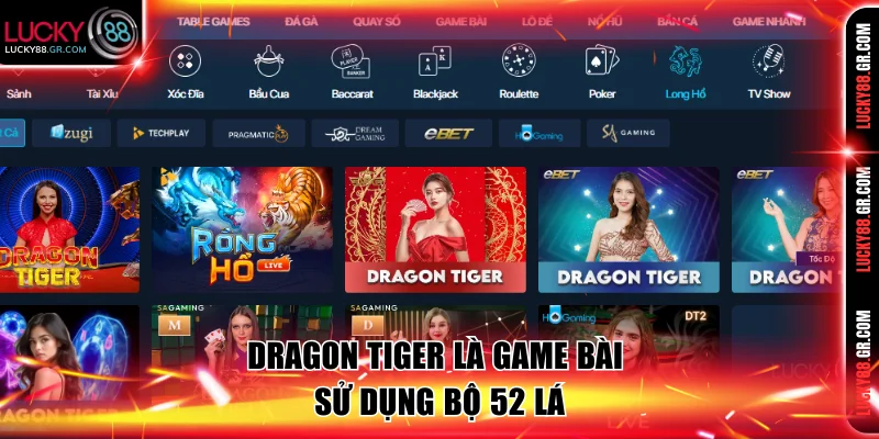 Dragon Tiger là game bài sử dụng bộ 52 lá.Cách chơi Rồng Hổ Lucky88 từ A-Z dành cho người mới, từ quy tắc game bài, tỷ lệ ăn thưởng, các bước đặt cược đều được hướng dẫn chi tiết.
Cách Chơi Rồng Hổ Lucky88 Chi Tiết Từ A-Z Cho Tân Binh
Hiểu rõ cách chơi Rồng Hổ Lucky88 là “kim chỉ nam” giúp bạn cá cược một cách an toàn, thành công. Đầy đủ từ nguyên tắc chơi, quy ước tính điểm hay tỷ lệ ăn thưởng, trình tự đặt tiền đều được hướng dẫn chi tiết. Dù là thành viên mới hay người chơi lâu năm muốn ôn lại kiến thức, bạn đều có thể tìm thấy những kiến thức hữu ích dưới đây.
Giới thiệu Dragon Tiger
Đây là một game bài với 52 lá hay còn được gọi với tên khác Long Hổ, Dragon Tiger. Trong trò chơi, hệ thống sẽ chia ra 3 cửa riêng biệt gồm Rồng, Hổ và Hòa để bạn dự đoán và lựa chọn.
Nhìn chung, cách chơi Rồng Hổ khá đơn giản và dễ hiểu, vì thế bất kỳ ai cũng có thể dễ dàng thử sức nhanh chóng. Mỗi người sẽ dựa trên 2 lá bài đầu tiên và tiến hành xét điểm mà không rút lá thứ 3 như Baccarat. 
Dragon Tiger là game bài sử dụng bộ 52 lá.
Cách chơi Rồng Hổ tại nhà cái Lucky88
Tại Lucky88, nhà cái hiện đang cung cấp 2 hình thức cá cược Dragon Tiger chính bao gồm Live Casino và game 3D. Dù game nào thì cách chơi đều không thay đổi, cụ thể:
Quy tắc cách chơi Rồng Hổ
Trong Long Hổ, hai cây bài sẽ được chia, một cho cửa Rồng và một cho cửa Hổ. Người chơi đặt cược vào số tiền vốn bất kỳ sau đó chọn bên thắng hoặc hòa. Cây bài thắng sẽ có giá trị điểm cao hơn. Trường hợp hai cửa bằng điểm thì kết quả hòa. Vòng chơi kết thúc với hòa đồng chất khi các lá cửa Rồng, Hổ bằng điểm, đồng thời có cùng chất.
Điểm bài
Với Dragon Tiger, không quan tâm tới chất như Cơ, Rô, Chuồn, Bích. Giá trị của các lá bài sẽ có quy ước tính điểm như sau:
Lá bài A tương đương 1 điểm.
Các lá từ 2 đến 10 thì giá trị điểm bằng số trên bài. Ví dụ như 5 cơ là 5 điểm, 7 chuồn là 7 điểm,...
Các quân bài J – Q – K sẽ được tính điểm là 11 – 12 – 13.
Quy ước tính điểm từng quân bài trong cách chơi Rồng Hổ.
Tỷ lệ ăn thưởng
Tùy thuộc vào từng cửa cược trong cách chơi Rồng Hổ, người chơi sẽ nhận về tỷ lệ thưởng khác nhau. Cụ thể:

Cửa cược
Thông tin
Tỷ lệ thưởng
Xác suất thắng
Rồng
Chọn lá bài chia cho cửa Dragon cao hơn Tiger.
1 ăn 1
44%
Hổ
Dự đoán giá trị bài cửa Tiger cao hơn Dragon.
1 ăn 1
44%
Hòa
Dragon và Tiger có số điểm bằng nhau, không cần quan tâm về chất.
11 ăn 1
9.2%
Hòa Đồng Chất
Tương tự như cược Hòa nhưng thêm một điều kiện là đồng chất.
50 ăn 1
2.8%

Trình tự một ván bài cách chơi Rồng Hổ
Trong cách chơi Rồng Hổ, bạn sẽ trải qua quy trình 4 bước như sau:
Bước 1: Dealer hoặc hệ thống 3D sử dụng bộ bài Tây 52 lá mới, thực hiện công đoạn xáo trộn.
Bước 2: Tiếp theo, Dealer lấy ra 2 quân bài bất kỳ, sau đó chia đều cho cửa Rồng và Hổ trên bàn.
Bước 3: Người chơi đưa ra dự đoán và chọn chip đặt cược theo mệnh giá vốn mà mình muốn đặt.
Bước 4: Thời gian đặt cược kết thúc, Dealer bắt đầu ngửa 2 quân bài ở 2 cửa và so sánh thắng thua. Kết quả được hiển thị chi tiết trên màn hình, nếu may mắn, bạn sẽ thu về số tiền thưởng tương ứng, nếu thua thì mất cược.
Tổng hợp mẹo chơi Dragon Tiger từ các cao thủ
Cách chơi Rồng Hổ không chỉ cần dựa vào may mắn mà còn cần có kỹ năng và chiến thuật phù hợp. Dưới đây là một số kinh nghiệm đã được các cao thủ đúc kết và chia sẻ nhằm giúp hội viên mới giảm bớt tỷ lệ rủi ro.
Tránh đặt cược vào cửa Hòa
Hai cửa Hòa có tỷ lệ trả thưởng cực cao nhưng cũng sở hữu xác suất xuất hiện thấp. Vì vậy, khi thử sức ở hai cửa này nhiều khả năng bạn sẽ mất tiền. Do đó, nếu không phải là một tay chơi có kinh nghiệm và vốn lớn, hãy tránh xa và tập trung phân tích ở hai cửa Rồng, Hổ mà thôi.
Hạn chế cược Hòa trong cách chơi Rồng Hổ.
Quan sát bảng kết quả lịch sử
Trên hệ thống nhà cái luôn lưu lại lịch sử cá cược, những dữ liệu này cực kỳ quan trọng và cần thiết. Bạn có thể tận dụng chúng để tìm ra xu hướng chiến thắng cho trận tiếp theo trong cách chơi Rồng Hổ. Nếu thấy một cửa đang trên đà thắng liên tục, bạn có thể vào tiền cửa đó ngay bởi xác suất tiếp tục vẫn sẽ cao hơn. Ngược lại, trường hợp thấy một cửa đang thua liên tiếp thì bạn cũng nên đặt chúng.
Ghi nhớ lá bài đã được chia
Bạn nên ghi nhớ và quan sát những cặp lá bài đã từng xuất hiện cùng nhau trong mỗi lượt đấu. Bởi trong lịch sử đã có rất nhiều “cặp bài trùng” lại có mặt như một quy luật. Ngoài ra, theo các chuyên gia thì nếu bạn thấy bài lớn đã được chia ở ván trước thì có thể đặt vào cửa nhỏ ở ván sau thì xác suất chúng chia ra cao hơn.
Lời kết
Cách chơi Rồng Hổ Lucky88 trên đây hy vọng đã cung cấp cho bạn những kiến thức hữu ích. Giao diện nhà cái thân thiện, không gian cá cược đẳng cấp, cơ hội nhận thưởng cược lớn. Đừng bỏ lỡ trải nghiệm tại địa chỉ uy tín và khám phá thế giới game đầy màu sắc, sôi động.
